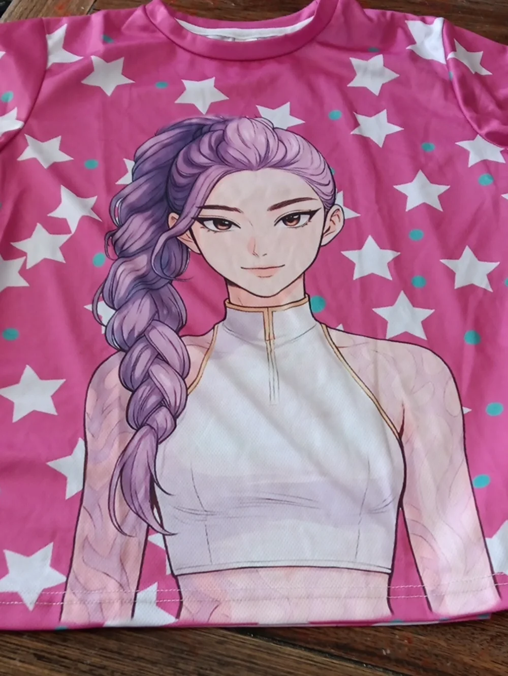 Kids Pink Star Graphic Short Set with Anime Print Rumi Demon Hunter